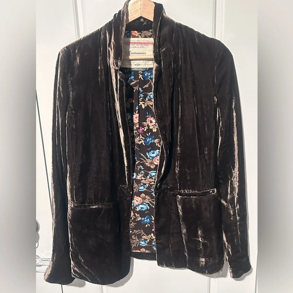 Anthropologie Cartonnier Velvet Blazer Size 4 - Picture 6 of 10